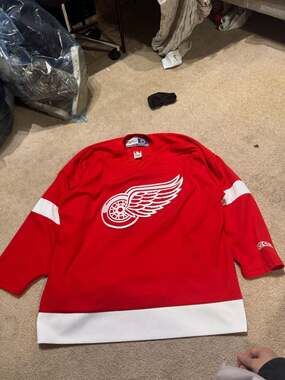 Vintage CCM Detroit Red Wings NHL Hockey Jersey Size Large Made in Canada